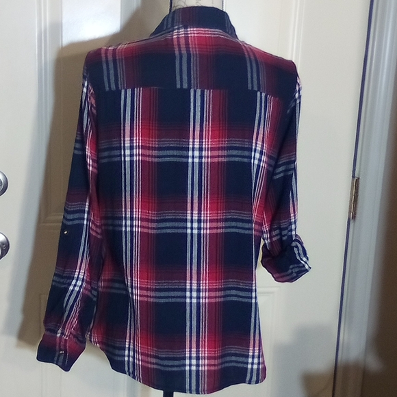 Rustic Outfitters Blouse Junior Girl's Size 1X Button Up Blue & Red - Picture 5 of 6